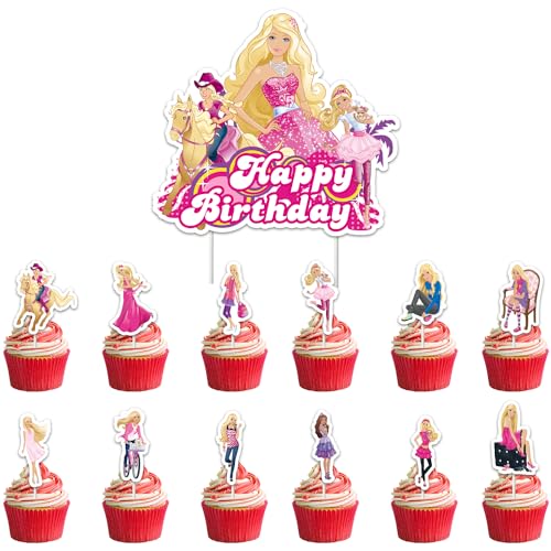 Prinzessin Cupcake Toppers, 49 Stück Prinzessin Tortendeko, Rosa Tortendeko Geburtstag Mädchen, für Hochzei Braut Mädchen Geburtstag Party Torte Dekorationen von JoUbi