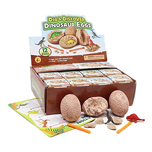 JoaSinc Dinosaurier Eier Dig Kit 12 Stück, Dinosaurier Eier Party Supplies Spielzeug, Archäologie Spielzeug STEM Lernspielzeug Party Dinosaur Figuren für Mädchen Kinder Geschenk von JoaSinc