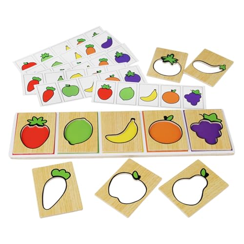 Wooden Puzzles Fruits and Vegetables - Educational Fruit Matching Puzzle Toys | Home Colorful Fruit and Vegetables Wooden Puzzle Jigsaw | Cognitive Development Wooden Puzzle for Over 3 Years Old Boys von Joberio