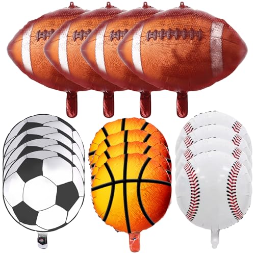 16 Stück Sport Luftballons Basketball Luftballons Fußball Ballons Baseball Luftballons Fussball Aluminium Folienballon Sport Mylar Ballons für Mann Junge Kinder Sport Thema Geburtstag Party Dekoration von Jobkoo