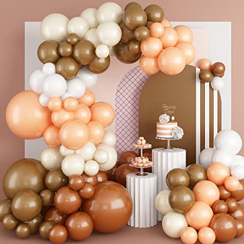 Ballon Girlande Braun Beige, 126 Stück Braun Kaffee Apricot Weiß Luftballons Girlande, Sand Weiß Nude Aprikosen Ballons für Jungen Geburtstagsdeko Giraffe Thema Party Waldtiere Geburtstag Deko von Jobkoo