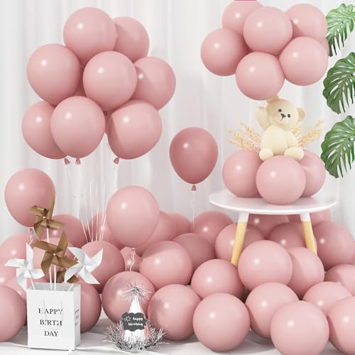 Jobkoo 5 Zoll Luftballons Rosa, 60 Stück Klein Rund Retro Rosa Ballon Mini Matt Altrosa Luftballon Aprikose Staubige Rosa Blush Party Ballon Für Boho Party Deko Mädchen Geburtstag Hochzeit Baby Shower von Jobkoo