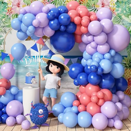 Luftballon Girlande Blaue Lila, 103 Stück Blau Lila Ballonbogen mit Dunkel Blau Hellblau Pastell Lila Ballons, Hell Lila Bunte Ballons für Kindergeburtstag Carvinal Party Geburtstagsdeko von Jobkoo