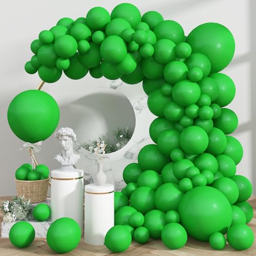 Luftballons Grün, 113 Stück 18 12 10 5 Zoll Dunkelgrün Party Ballon Girlande Set Grün Luftballon Girlande Matt Grüne Helium Latexballons für Weihnachten Geburtstag Safari Dschungel Hochzeit Party Deko von Jobkoo