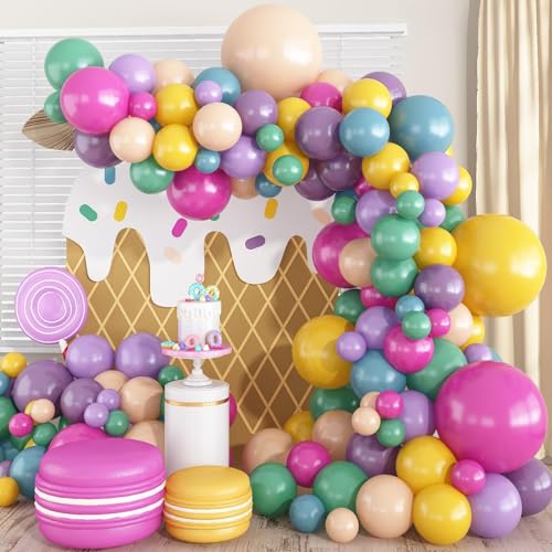 Jobkoo Luftballon Girlande Pastell Bunt, 135 Stück Luftballons Pastell Rosa Blau Lila Grün Gelb, Ballongirlande Pastell, Luftballons Pastell Partyballon Geburtstagsdeko Bunte für Mädchen Dekorations von Jobkoo