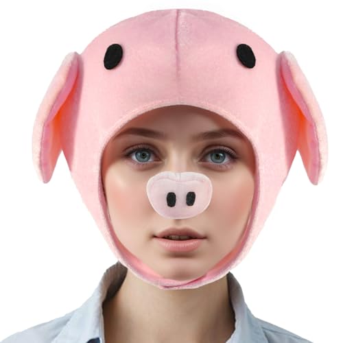 Jococs Rosa Schwein Kostüm Zubehör Set Plüsch Schweinehüte Schweinsnase Lustiger Hut Fancy Tier Cosplay für Kinder Halloween Karneval Verkleiden Spielen von Jococs