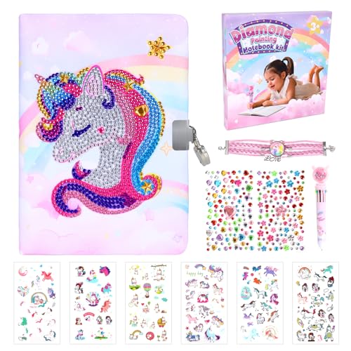 Mädchen Spielzeug Geschenk für 4 5 6 7 8 9 Jahre alte Kinder: bastelset für kinder ab 4-9 jahre alt Tagebuch Kreatives Geschenk Mädchen Alter 6 7 8 9 Jahre alt Einhorn Diamant Scrapbook DIY Set Kinder von Jocossol