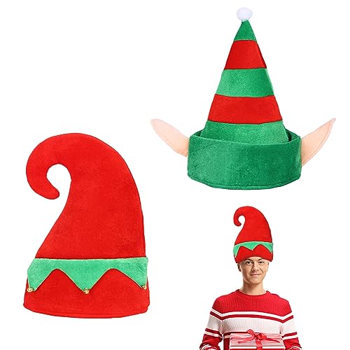 2 Stück Weihnachten Hüte Weihnachtself Hut Weihnachten Novelty Party Hüte für Erwachsene Kinder Unisex Weihnachtse lfenmütze Plüsch Weihnachtsmütze Kopfschmuck Kostüm Zubehör Weihnachts Partygeschenke von Jodsen