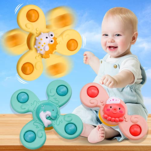 3 Stück Saugnapf Kreisel Spielzeug Cartoon Ocean Spinner Tischsauger Gameplay Kreisel Sensorisches Spielzeug Rotierender Saugnapf für Esszimmerstuhl Baby Badewanne Spielzeug Geschenke für Kinder von Jodsen