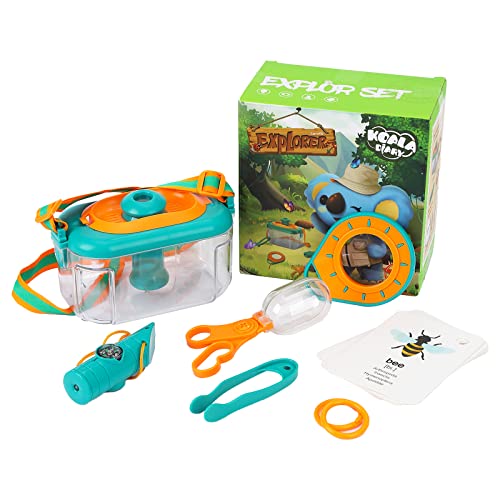 Jodsen Forscherset für Kinder, Kinderspielzeug Abenteuerset mit Insektenbox, Lupe, Wissenskarten, Insektenklemme, Pinzette, Multifunktionale Pfeifen, Kids Entdecker Set für Camping, Wandern, Klettern von Jodsen