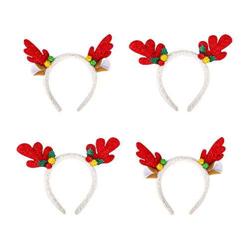 Weihnachten Stirnband Weihnachts Rentier Geweih Kopfbedeckung Haarreifen Rentiergeweih Haarband Blumenkrone Tierhörner Haarschmuck Stirnbänder Dekoration für Frauen Mädchen Party Kostüm Zubehör von Jodsen