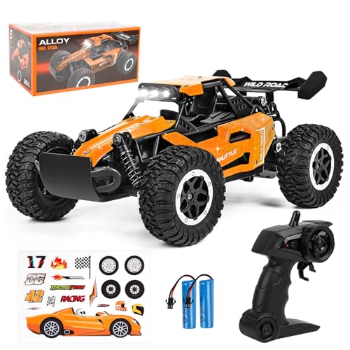 Joellfuner ferngesteuertes Auto, 2.4GHz 1:16 Offroad Monster RC Truck, 2WD 20KM/H RC Buggy mit LED-Licht, wasserdichte ferngesteuert Offroad Spielzeugauto für Kinder Geschenk ab 3 Jahre (Orange) von Joellfuner