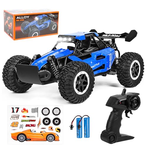 Joellfuner 2.4Ghz ferngesteuertes auto spielzeug, 1:16 RC Auto mit LED-Licht und Alloy Gehäuse, 2WD 20KM/H RC Buggy, ferngesteuert Offroad Spielzeugauto, RC Car für Kinder Geschenk ab 3 Jahre (Blaues) von Joellfuner