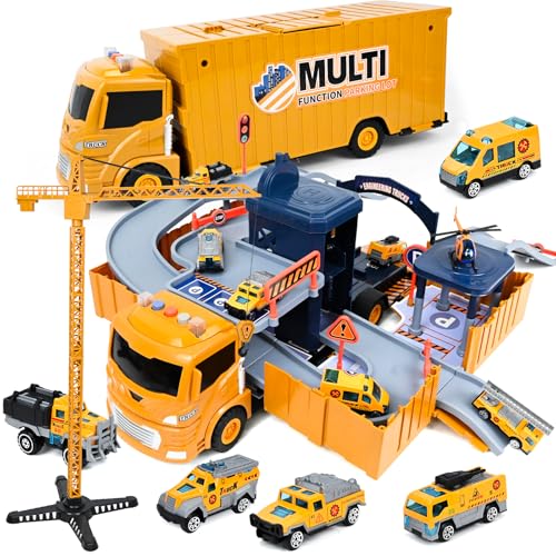 Joellfuner Baustellenfahrzeuge Kinder, Baufahrzeug LKW Spielzeug Set mit Groß Kräne, 6 Mini Baustellenfahrzeuge, Fahrzeug Transporter Konstruktionsfahrzeuge Geburtstag Geschenkideen Kinder Jungen Joellfuner Baustellenfahrzeuge Kinder, Baufahrzeug LKW Spielzeug Set mit Groß Kräne, 6 Mini Baustellenfahrzeuge, Fahrzeug Transporter Konstruktionsfahrzeuge Geburtstag Geschenkideen Kinder Jungen von Joellfuner