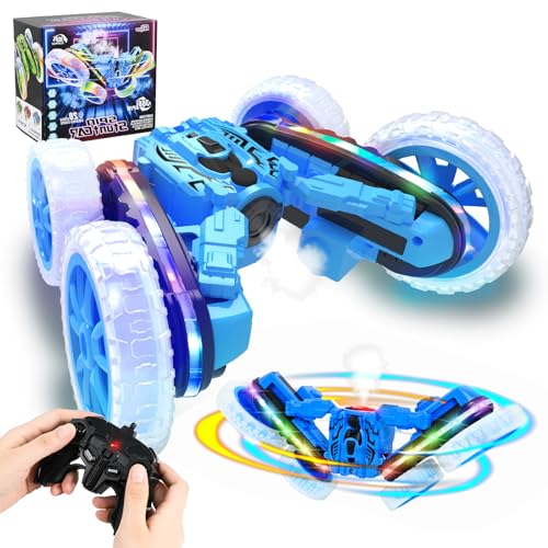 Joellfuner Ferngesteuertes Auto, Ferngesteuertes Auto für Kinder Rc Stunt, 2.4Ghz wasserdichte Rc Car mit Sprühfunktion, Spielzeug Geschenk Geburtstag, Cool Lights 360° Flip Car für Kinder 3+ (Blau) Joellfuner Ferngesteuertes Auto, Ferngesteuertes Auto für Kinder Rc Stunt, 2.4Ghz wasserdichte Rc Car mit Sprühfunktion, Spielzeug Geschenk Geburtstag, Cool Lights 360° Flip Car für Kinder 3+ (Blau) von Joellfuner