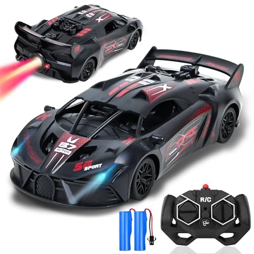 Joellfuner Ferngesteuertes Rennauto Kinder, 2.4G RC Auto Spielzeug mit Fernbedienung, 1:18 Ferngesteuertes Auto mit Sprühfunktion und LED-Licht, Geschenke für 3+ Kinder Jungen Mädchen Spielzeug (Rot) Joellfuner Ferngesteuertes Rennauto Kinder, 2.4G RC Auto Spielzeug mit Fernbedienung, 1:18 Ferngesteuertes Auto mit Sprühfunktion und LED-Licht, Geschenke für 3+ Kinder Jungen Mädchen Spielzeug (Rot) von Joellfuner