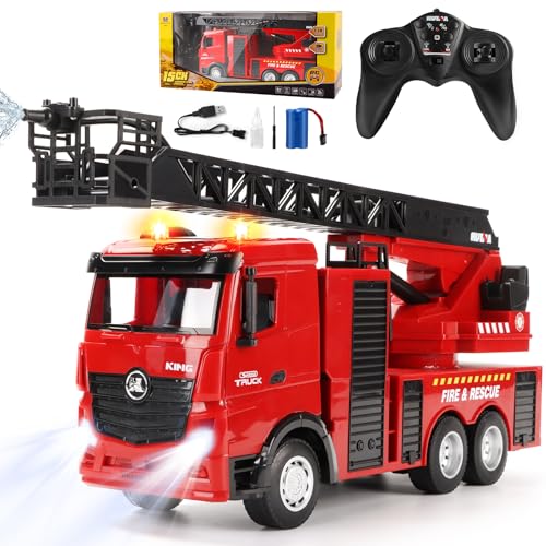 Joellfuner Feuerwehrauto Ferngesteuert, 1:18 15-Kana Groß Feuerwehr Spielzeug, Feuerwehr-Truck Spielzeugauto, Feuerwehr Auto Kinder mit 66 cm Leiter und Wasserspritze, Sound und Licht Joellfuner Feuerwehrauto Ferngesteuert, 1:18 15-Kana Groß Feuerwehr Spielzeug, Feuerwehr-Truck Spielzeugauto, Feuerwehr Auto Kinder mit 66 cm Leiter und Wasserspritze, Sound und Licht von Joellfuner