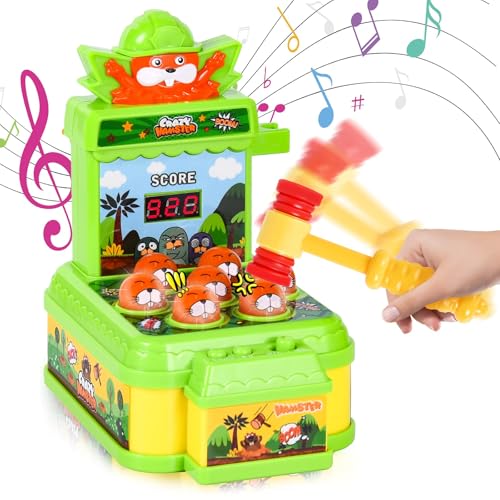 Joellfuner Mini Whack Spiel mit Hämmern, Mini Arcade Spielzeug, Elektronisches Arcade Spielzeug, Schlag Maulwurf Musik Klopfspiel, Montessori Spielzeug Geschenk für Kinder/Baby von Joellfuner