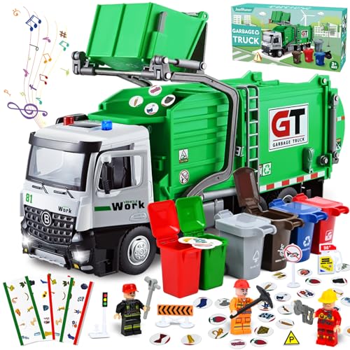 Joellfuner Müllauto Spielzeug, Legierung Müllabfuhr Kinder mit Licht, Sound und Mini Mülltonne, Müllwagen Spielzeug mit Stadtplan, Spielzeugauto Geschenk, Lernspielzeug für Jungen und Mädchen Joellfuner Müllauto Spielzeug, Legierung Müllabfuhr Kinder mit Licht, Sound und Mini Mülltonne, Müllwagen Spielzeug mit Stadtplan, Spielzeugauto Geschenk, Lernspielzeug für Jungen und Mädchen von Joellfuner