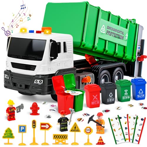 Joellfuner Müllauto Spielzeug, Müllsammelfahrzeug mit 4 Behältern, Trash Vehicle mit Sound und Licht, Müll-Recycling-Truck Spielzeug, Müllwagen Geburtstag ab 3 Jahre Kinder Junge und Mädchen (Grün) Joellfuner Müllauto Spielzeug, Müllsammelfahrzeug mit 4 Behältern, Trash Vehicle mit Sound und Licht, Müll-Recycling-Truck Spielzeug, Müllwagen Geburtstag ab 3 Jahre Kinder Junge und Mädchen (Grün) von Joellfuner