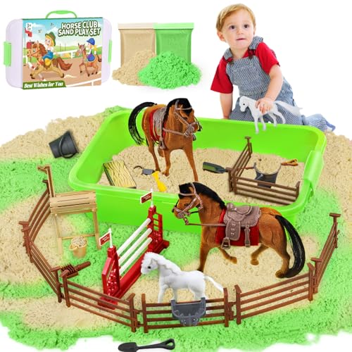 Joellfuner Sand Sandbox Set, Knetsand Kit mit 1 KG Spielsand in 2 Farben, Magic Sand Bauernhof Spielzeug Geschenk für Jungen Mädchen von Joellfuner