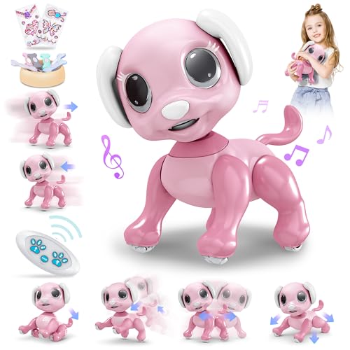 Joellfuner Roboter Hund, Ferngesteuerter Roboter für Kinder, Programmierbarer Intelligenter Interaktiver Spielzeug Roboter, Kreative Haustier Geschenke für Jungen und Mädchen 3-12 Jahren (Rosa) von Joellfuner