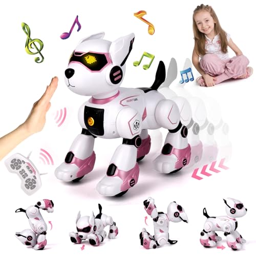 Joellfuner Roboter Hund Kinder, Ferngesteuerter Roboter Hund, RC Hund Roboter Spielzeug mit Musik und Lichteffekten, Programmierbarer Tanz Musik, Anfassen Folgen Roboterhund für Kinder 3-12 Jahre von Joellfuner