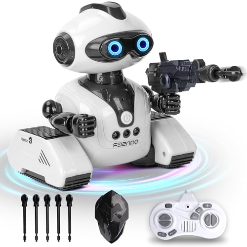 Joellfuner Roboter Kinder, Ferngesteuerter Roboter Spielzeug, RC Roboter mit Kugeln und Schilde, Gestenerkennung Programmierbar LED-Augen Musik Dance für ab 5 6 7 Jahre Jungen und Mädchen (Weiß) von Joellfuner