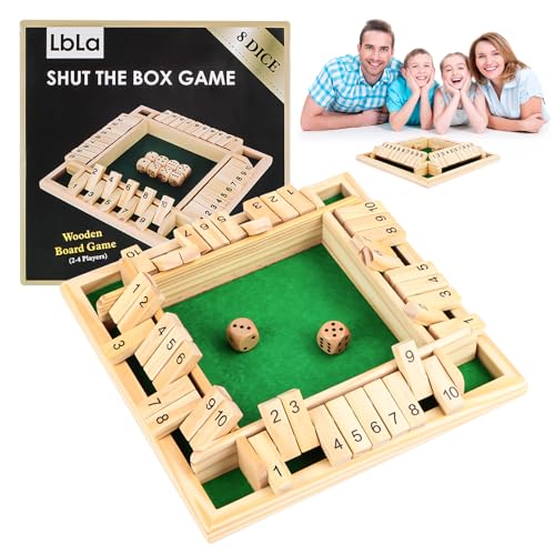 Shut The Box Spiel,Brettspiel aus Holz,4 Spieler WüRfelspiel aus Holz Board Spielzeug Kolibri Spiel,Klappbrett Brettspiel Familie Reisespiele Kneipenspiele von Jognee