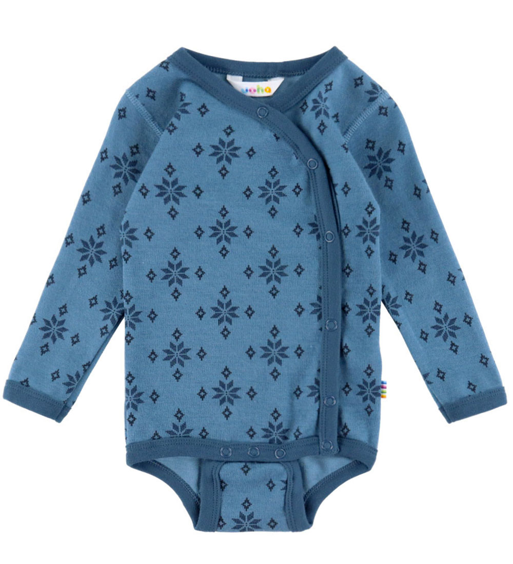Joha Wickelbody l/ä - Wolle/Baumwolle - Blau m. Schneeflocken - Joha - 60 - Body L/Ä Joha Wickelbody l/ä - Wolle/Baumwolle - Blau m. Schneeflocken - Joha - 60 - Body L/Ä von Joha