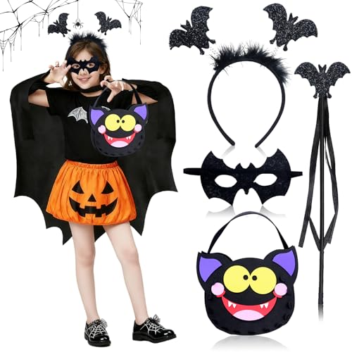 Johiux Fledermaus Kostüm Kinder Set mit Umhang, Maske &Fledermaus Süßigkeiten Tasche,Zauberstab,Stirnband,Verkleidung für Halloween,Kinderpartys-Batman Kostüm für Jungen und Mädchen 3-10 Jahre. (S) Johiux Fledermaus Kostüm Kinder Set mit Umhang, Maske &Fledermaus Süßigkeiten Tasche,Zauberstab,Stirnband,Verkleidung für Halloween,Kinderpartys-Batman Kostüm für Jungen und Mädchen 3-10 Jahre. (S) von Johiux