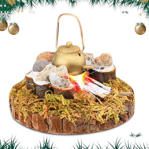 Johiux Wichtel Zubehör Weihnachten LED-Lagerfeuer Weihnachtskrippe,Miniatur Stadtflamme Mini Lagerfeuer Wichtelzubehör,Wichtel Feuerstelle Miniatur Weihnachten Lagerfeuer Krippe Zubehö. von Johiux