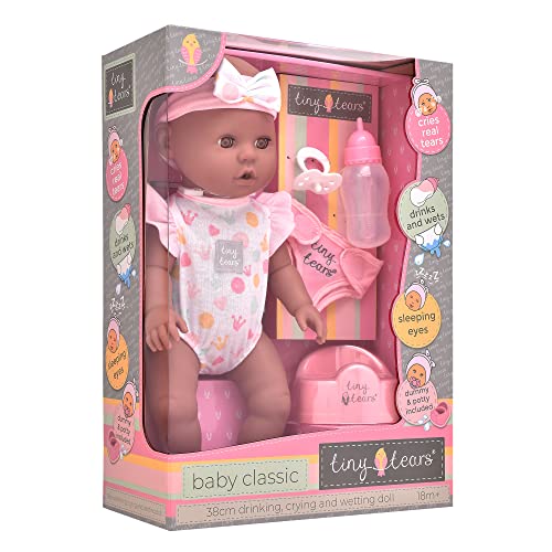 John Adams Tiny Tears – Baby Classic – 38 cm große Wein- und Nasspuppe: eine der beliebtesten Puppenmarken in Großbritannien. | Pflegende Puppen, ab 18 Monaten von John Adams