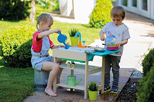 Kinder Matschküche aus Holz mit Spülbecken und Wasserpumpe von John