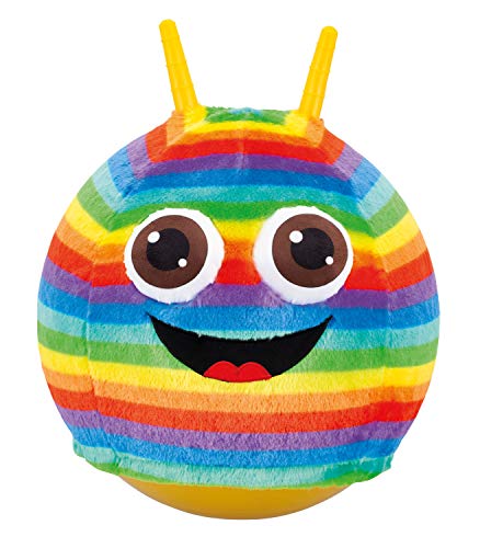 John 59579 Smiley mit Fluffy Plüschüberzug, Plüsch Sprungball Regenbogen von John