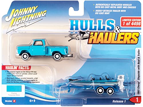 Johnny Lightning 1965 Chevy Stepside Pickup mit Bassboot und Anhänger, (JLSP203B) von Johnny Lightning