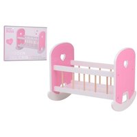 Puppenwiege Baby Rose Holz rosa/weiß 48x33,5x39cm von Johntoy