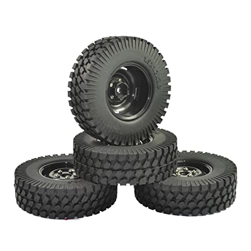 JoiJoy 4 Stück RC Auto-Gummireifen, 9,7 cm für axiales SCX10-Modellzubehör im Maßstab 1/10, Schwarz, 98 mm von JoiJoy