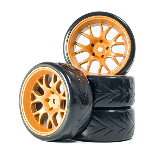 JoiJoy RC Auto Reifen 12 mm Sechskantnabe für WLtoys 144001 1/14 RC On-Road Rally Drift Auto, Gelb, 64 mm Färben sind zufällig von JoiJoy