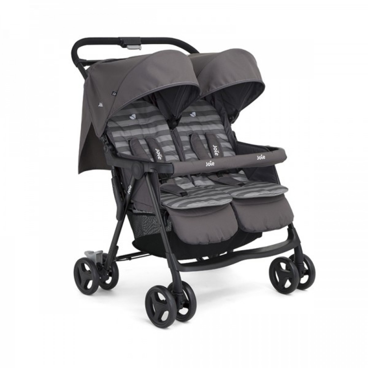 Joie Zwillingswagen Air Twin mit Liegeposition inkl. Regenschutz & Wendesitzauflage Dark Pewter von Joie