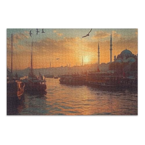 1000 Teile Sonnenuntergang Orange Puzzle Puzzle Erwachsene mit Buchstaben auf der Rückseite Puzzles mit Buchstaben auf der Rückseite für Erwachsene von Joitme