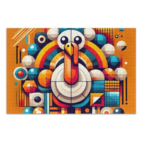 Abstraktes Thanksgiving-Puzzle Türkei Orange Puzzles für Erwachsene 500 mit Buchstaben auf der Rückseite, lustige Puzzles für Erwachsene von Joitme