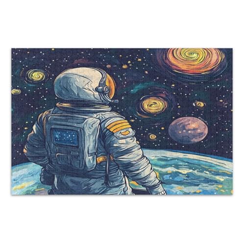 Astronaut Space Blue Jigsaws Puzzles Erwachsene Puzzle 1000 Teile mit Buchstaben auf der Rückseite Lustige Puzzles für Erwachsene von Joitme