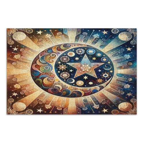 Celestial Starburst Navy Jigsaw Puzzles, Puzzle 500 Teile Erwachsene, mit Buchstaben auf Rückseite, 1000 Teile Puzzle für Erwachsene von Joitme