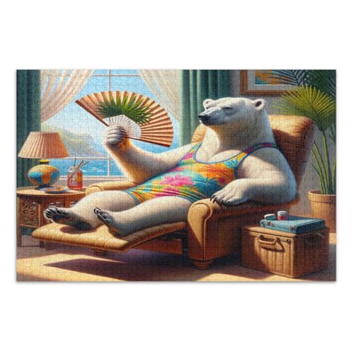 Charming Polar Bear Tropical Jigsaw Pizzles Erwachsene Puzzles mit Buchstaben auf Rückseite Erwachsene Puzzles 500 Teile von Joitme