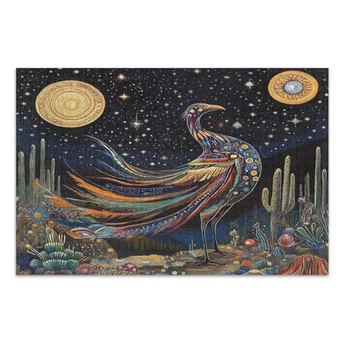 Cosmic Peacock Night Black Jigsaws Puzzles, 500 Teile Puzzles für Erwachsene, mit Buchstaben auf der Rückseite, Puzzle für Erwachsene von Joitme