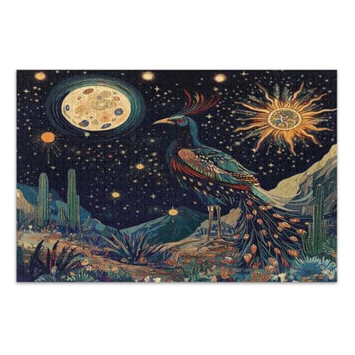 Cosmic Peacock Night Black Puzzle, Puzzle 500 Teile Erwachsene, mit Buchstaben auf Rückseite, Jigsaw Puzzles 500 Teile für Erwachsene von Joitme