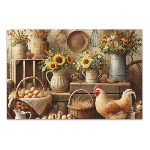 Country Market Beige Puzzles, Puzzle für Erwachsene, mit Buchstaben auf der Rückseite, 1000 Teile Puzzles für Erwachsene von Joitme