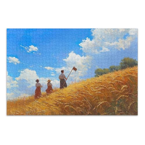 Countryside Blue Sky Blue Jigsaw Puzzle, Puzzles für Erwachsene 500 mit Buchstaben auf der Rückseite, 1000 Teile Puzzles für Erwachsene von Joitme