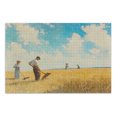 Countryside Blue Sky Blue Puzzle, Puzzles mit Buchstaben auf Rückseite für Erwachsene 1000 Teile, mit Buchstaben auf Rückseite, Puzzle 500 Teile Erwachsene von Joitme